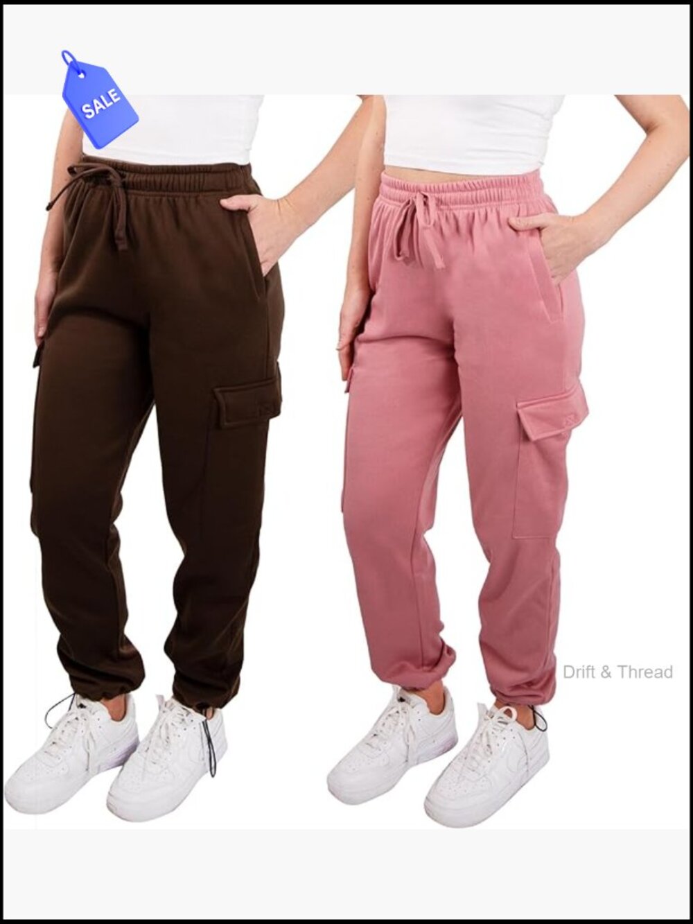 2 Pack Cargo Jogger Pants for Women Casual Lounge Sweatpants Soft Feel